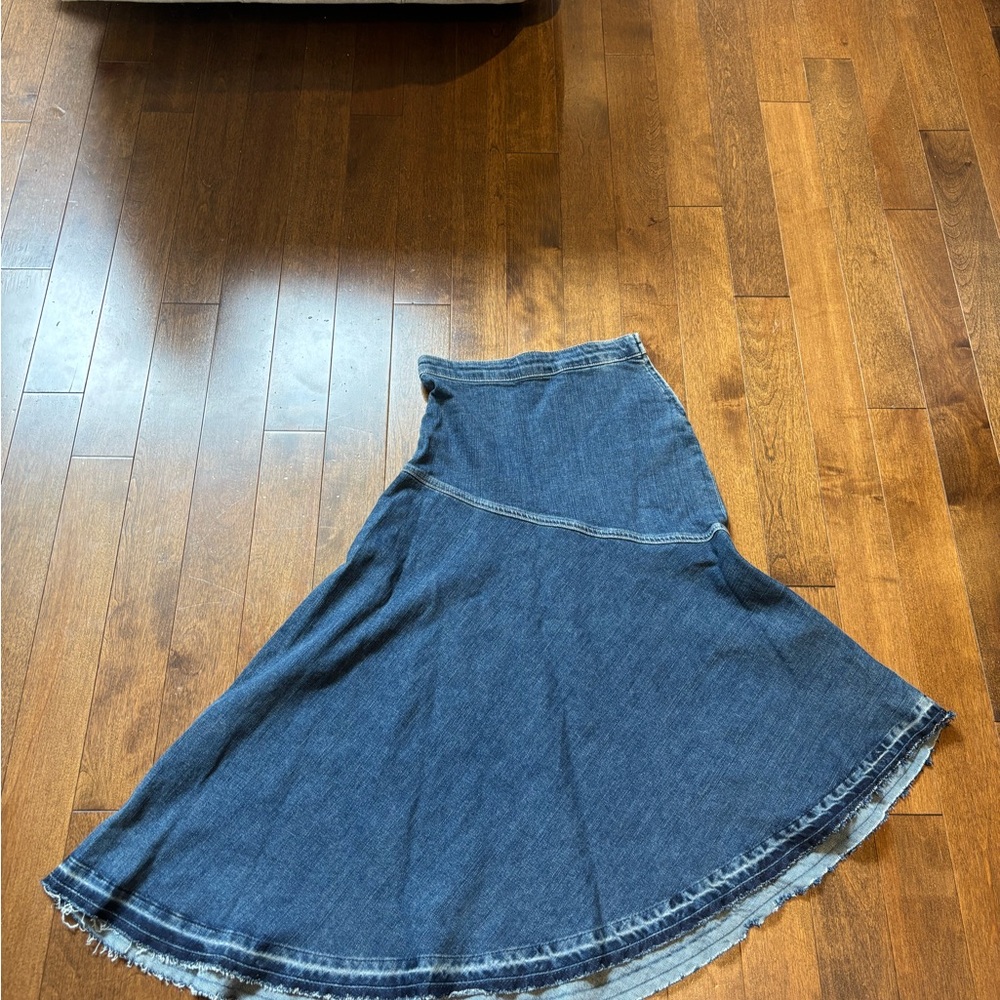 Zara Indigo Denim Midi Skirt
